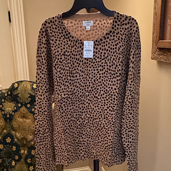 J. Crew Cheetah Teddie Sweater/NWT/L - Picture 10 of 11